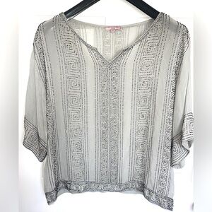 Calypso St. Barth Grey Silk Beaded Tunic Size Large